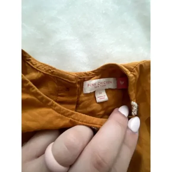 Pink Chicken Girls Brooke Dress - Inca Gold W/ Embroidery Size 5 - Picture 5 of 7